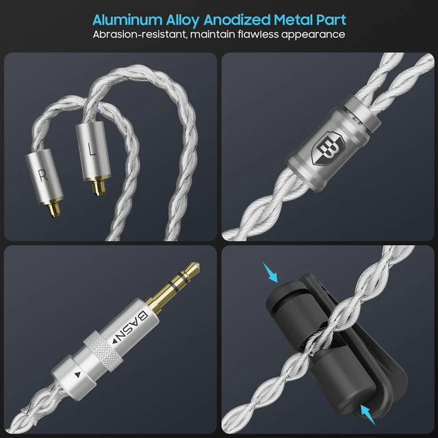 Alt view image 7 of 7 - MMCX in Ear Monitor Cable,392 Cores Silver-Plated OFC IEM Litz Cord 4.9ft IEM Cable with Interchangeable 3.5mm/4.4mm Plugs for Musician Audiophile Earphone,Bmaster/ASONE/MTPro Replacement Wire