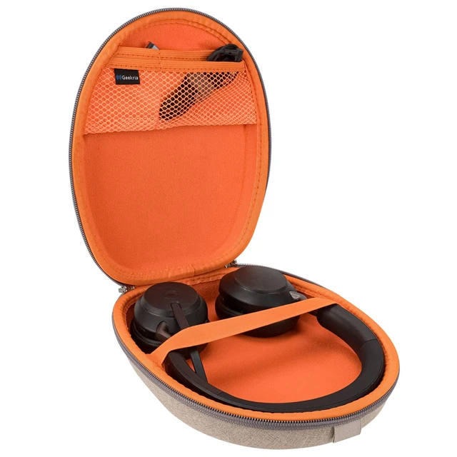 Alt view image 3 of 6 - Shield Headphones Case Compatible with Jabra Elite 45h, Evolve2 50 Headphones, Replacement Hard Shell Travel Carrying Bag with Cable Storage (Brown)