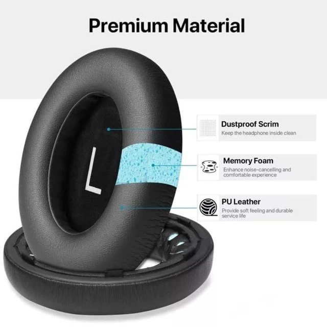 Alt view image 3 of 7 - Earpads Cushions for Bose 700 Noise Cancelling Headphones (NC700) - Ear Pads Replacement with Softer PU Leather, Luxurious Memory Foam, Extra Durable Ear Cushions (1 Pair Black Earpads)