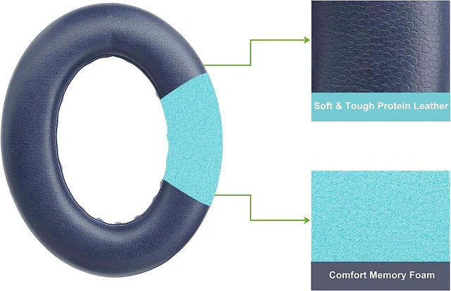 Alt view image 5 of 7 - Earpads Cushions for Bose 700 Noise Cancelling Headphones (NC700) - Ear Pads Replacement with Softer PU Leather, Luxurious Memory Foam, Extra Durable Ear Cushions (1 Pair Blue Earpads)