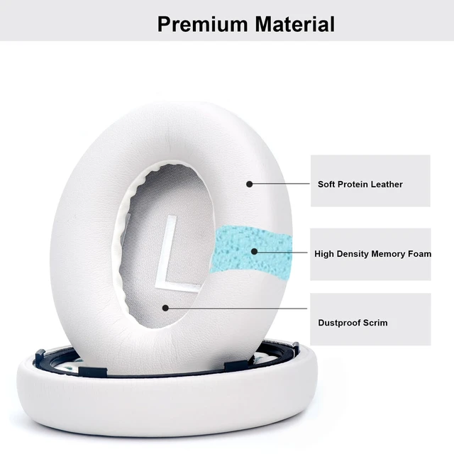 Alt view image 2 of 7 - Earpads Cushions for Bose 700 Noise Cancelling Headphones (NC700) - Ear Pads Replacement with Softer PU Leather, Luxurious Memory Foam, Extra Durable Ear Cushions (1 Pair White Earpads)