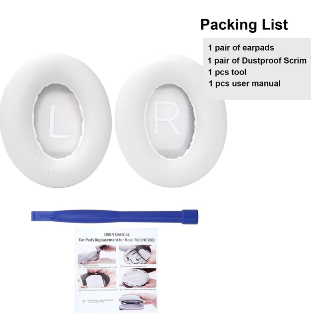 Alt view image 6 of 7 - Earpads Cushions for Bose 700 Noise Cancelling Headphones (NC700) - Ear Pads Replacement with Softer PU Leather, Luxurious Memory Foam, Extra Durable Ear Cushions (1 Pair White Earpads)