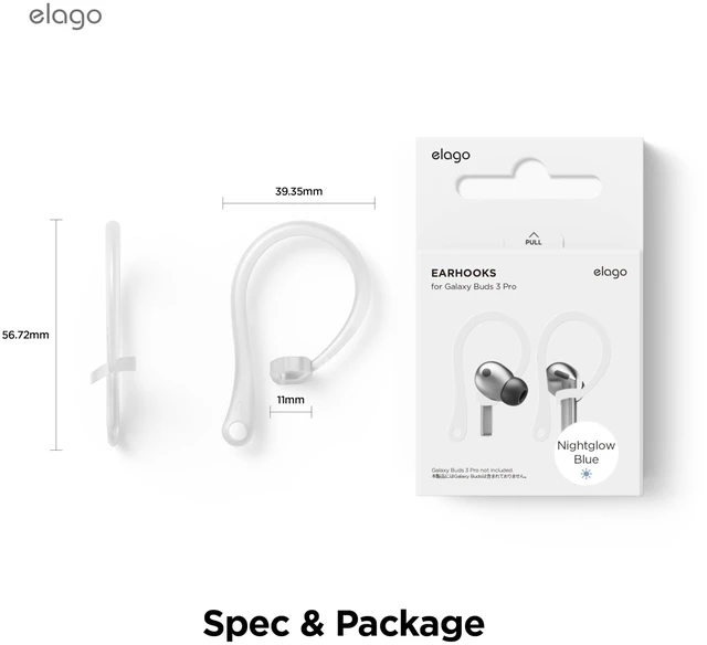 Alt view image 7 of 7 - Ear Hooks for Galaxy Buds 3/3 Pro Anti-Slip, Ergonomic Design, Comfortable Fit (Nightglow Blue)