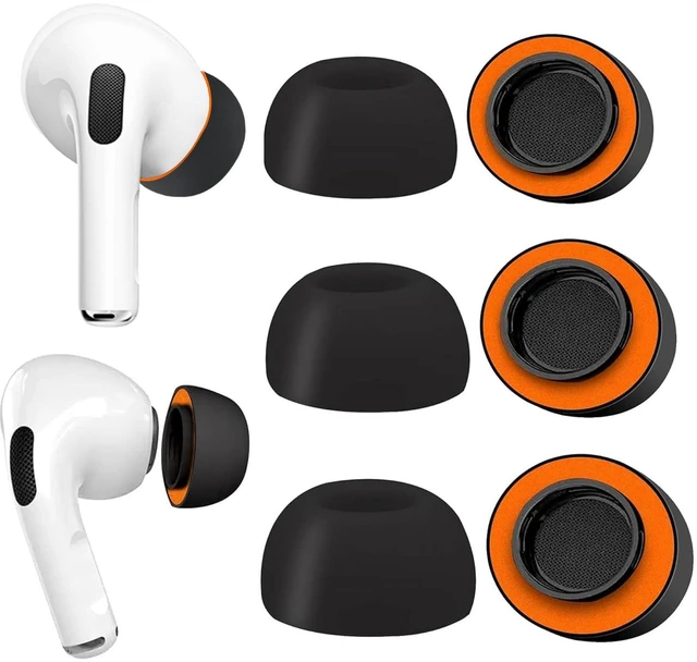 Main image of Memory Foam Ear Tips for AirPods Pro and AirPods Pro 2 Silicone ShieldSecure, Comfortable, Replacement Tip, Better Noise Cancellation, 3 Pairs Replacement Tips (Black, Assorted S/M/L)