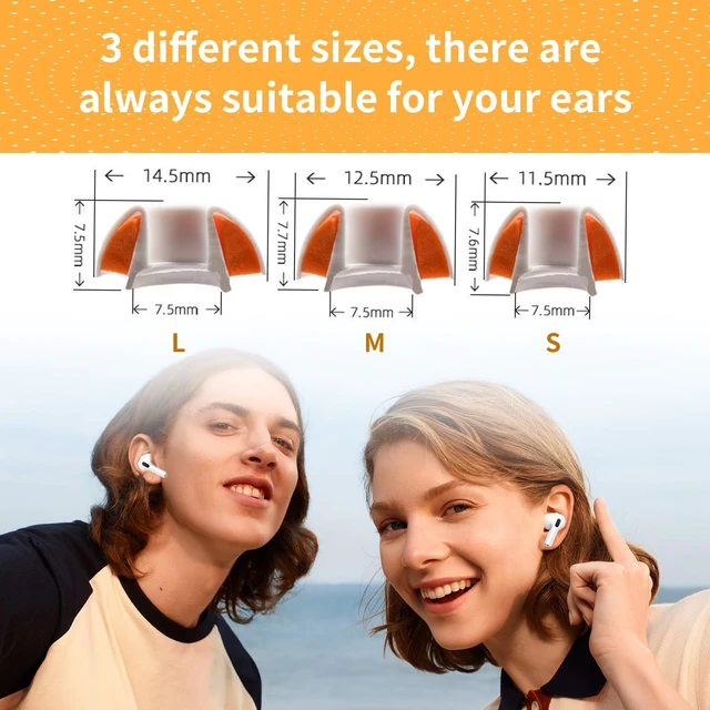 Alt view image 3 of 7 - Memory Foam Ear Tips for AirPods Pro and AirPods Pro 2 Silicone ShieldSecure, Comfortable, Replacement Tip, Better Noise Cancellation, 3 Pairs Replacement Tips (Black, Assorted S/M/L)