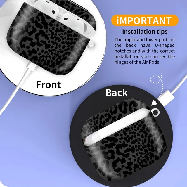 Alt view image 3 of 6 - Cute Case Cover Compatible with AirPod 4th Generation 2024, Shockproof for Women & Girls with Cute Golden Round Buckle Protective, Anti-Drop Design(Cute Black Leopard)