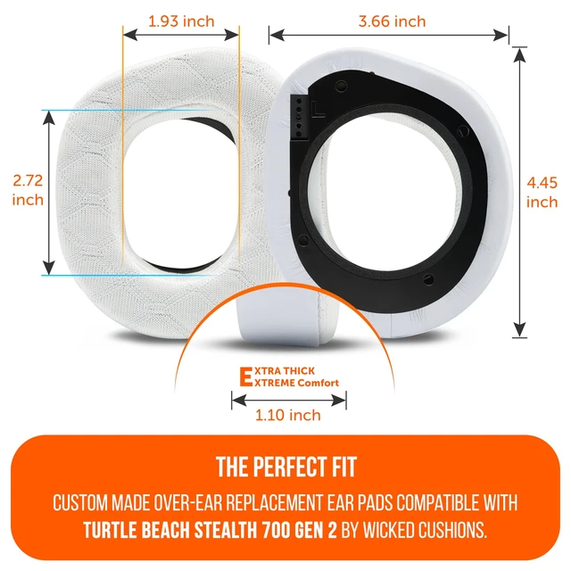 Alt view image 5 of 7 - Freeze V2 Stealth 700 Gen 2 - Earpads for Turtle Beach Stealth 700 Gen 2 Made by Wicked Cushions New Freeze V2 Cooling Fabric, Enhanced Comfort & Isolation White