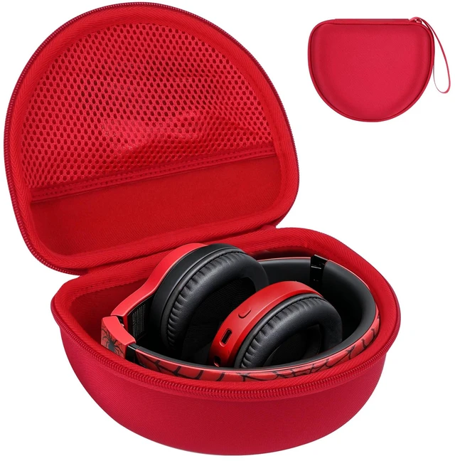 Main image of Case for iClever BTH12/HS19/BTH26 Kids Headphones, Red Protective Carrying Bag Hard Shell Shockproof, Portable Headphone Storage with Mesh Bag Lightweight Boys &Girls