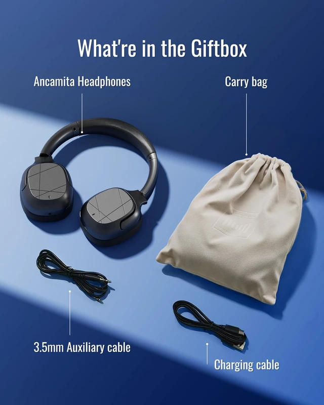Alt view image 7 of 7 - Hybrid Active Noise Cancelling Headphones, Wireless Over Ear Bluetooth 50H Long ANC Playtime, Rotatable and Foldable, HiFi Audio Deep Bass, Customized EQ via APP, Transparency Mode (Matte Black)
