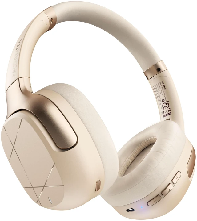 Main image of Hybrid Active Noise Cancelling Headphones, Wireless Over Ear Bluetooth 50H Long ANC Playtime, Rotatable and Foldable, HiFi Audio Deep Bass, Customized EQ via APP, Transparency Mode (Cream White)