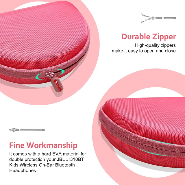 Alt view image 5 of 7 - Hard Case for JBL Junior JR 320 320BT/JR310BT Kids Headphones, Pink for Sony MDR-ZX110 / MDRZX110NC / MDR-ZX310AP On-Ear Headphones,Carrying Protective Case for Home Travel (Case Only)