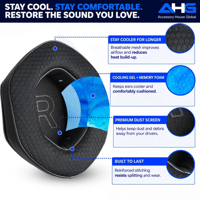 Alt view image 3 of 7 - Cool Gel Crossfade Wireless Ear Pads Cushions Compatible with V-Moda Crossfade 3 Wireless Crossfade M-100 Master Crossfade 2 Crossfade Crossfade LP2 / LP