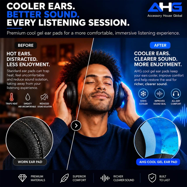 Alt view image 4 of 7 - Cool Gel Crossfade Wireless Ear Pads Cushions Compatible with V-Moda Crossfade 3 Wireless Crossfade M-100 Master Crossfade 2 Crossfade Crossfade LP2 / LP
