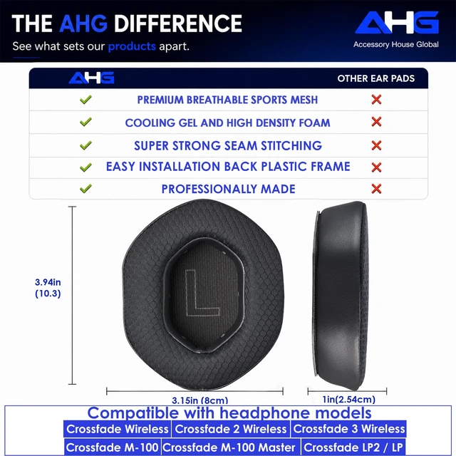 Alt view image 6 of 7 - Cool Gel Crossfade Wireless Ear Pads Cushions Compatible with V-Moda Crossfade 3 Wireless Crossfade M-100 Master Crossfade 2 Crossfade Crossfade LP2 / LP