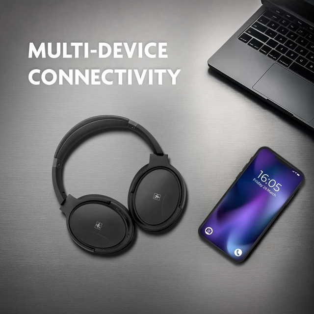 Alt view image 7 of 7 - Pro Active Noise Cancelling Headphones,Over-Ear Headphones Wireless Bluetooth 5.3, Microphone, Lightweight Comfortable Headset for Home, Travel, Rechargeable Workout Headphones, Deep Base