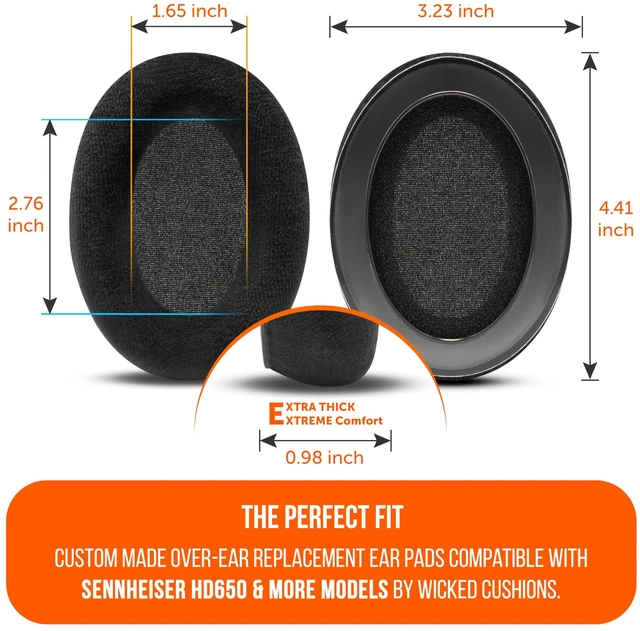 Alt view image 6 of 7 - StealthZ HD6XX - Upgraded Earpads for Sennheiser HD6-Series Headphones Made by Wicked Cushions & GadgetryTech Enhanced Sound Precision & Comfort Black
