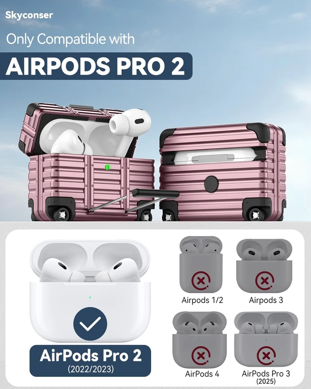 Alt view image 2 of 7 - for AirPods Pro 2 Case with Lock and Phone Stand,Purple Cute Funny Suitcase Design Hard Protection Cover for AirPods Pro 2nd/1st Gen Case with Cleaner Kit & Keychain,for Women Men