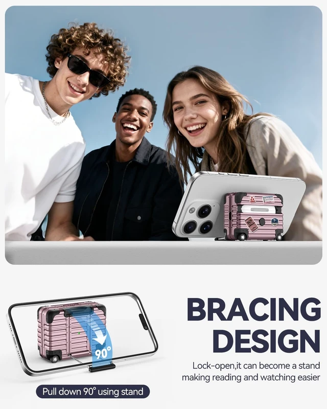 Alt view image 4 of 7 - for AirPods Pro 2 Case with Lock and Phone Stand,Purple Cute Funny Suitcase Design Hard Protection Cover for AirPods Pro 2nd/1st Gen Case with Cleaner Kit & Keychain,for Women Men