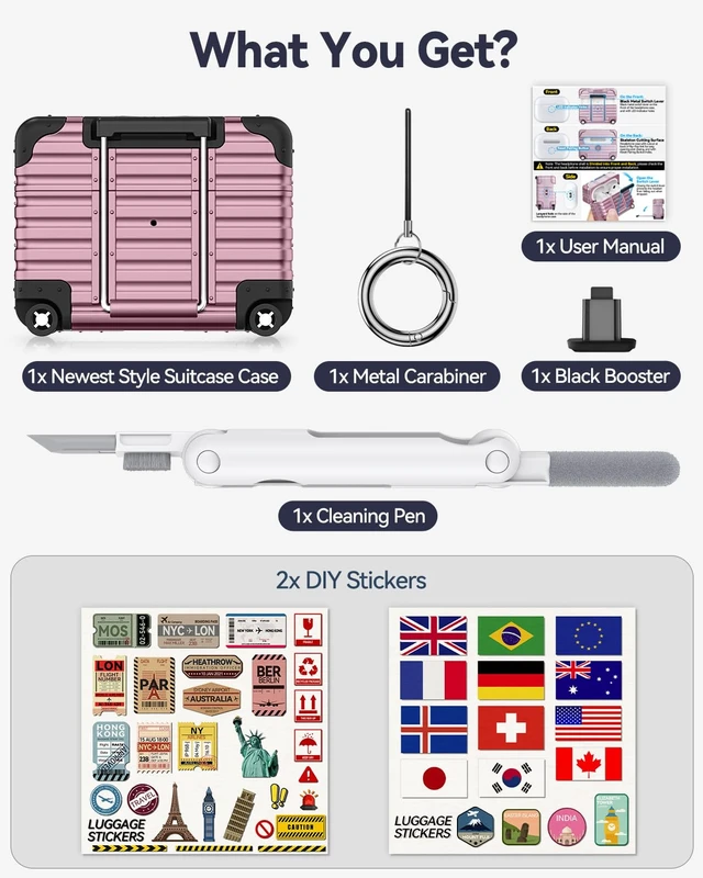 Alt view image 5 of 7 - for AirPods Pro 2 Case with Lock and Phone Stand,Purple Cute Funny Suitcase Design Hard Protection Cover for AirPods Pro 2nd/1st Gen Case with Cleaner Kit & Keychain,for Women Men