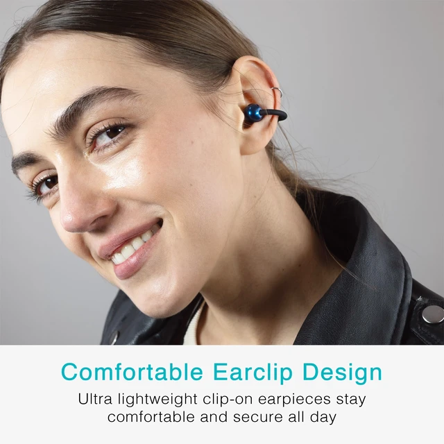 Alt view image 2 of 7 - Pebbles Air Open Ear True Wireless Earbuds - Bluetooth 5.3 Lightweight Earclip Headphones with Headset Microphone & Call Noise Reduction for Gym/Workouts/Sports and Gaming (Sapphire/Blue)