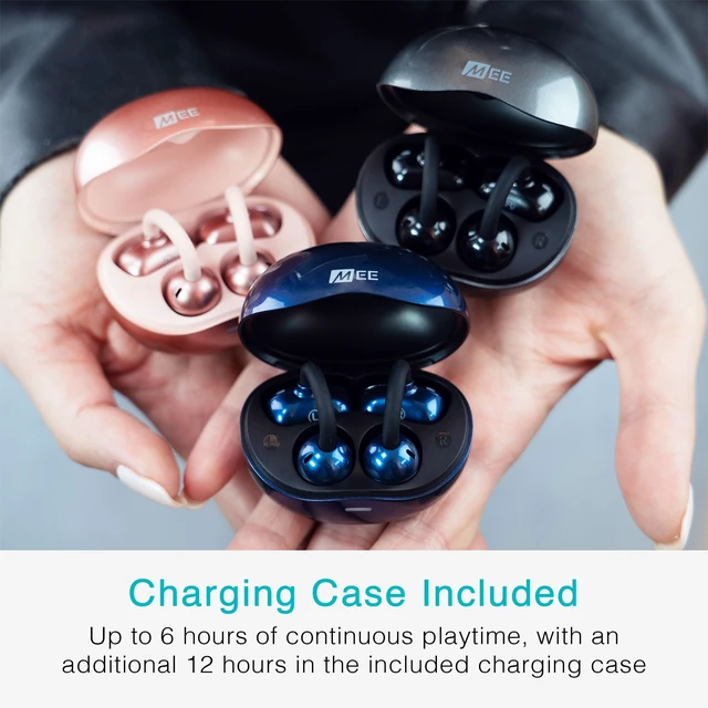 Alt view image 5 of 7 - Pebbles Air Open Ear True Wireless Earbuds - Bluetooth 5.3 Lightweight Earclip Headphones with Headset Microphone & Call Noise Reduction for Gym/Workouts/Sports and Gaming (Sapphire/Blue)
