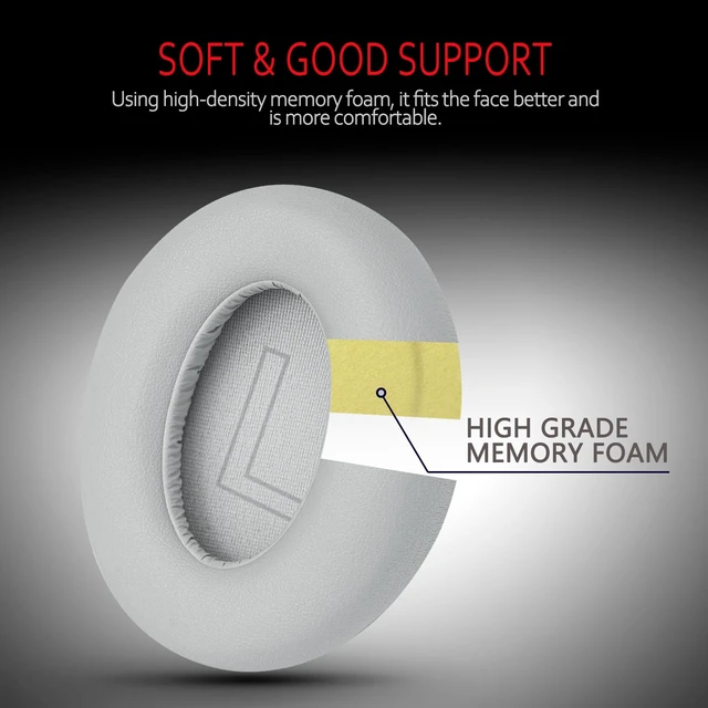 Alt view image 2 of 5 - Soundcore Replacement Ear Pads Fits Soundcore Life Q20 Replacement Ear Pads, Soft Memory Foam Soundcore Q20 Replacement Ear Pads for Anker Q20/Q20i/Q20BT Headphones Silver