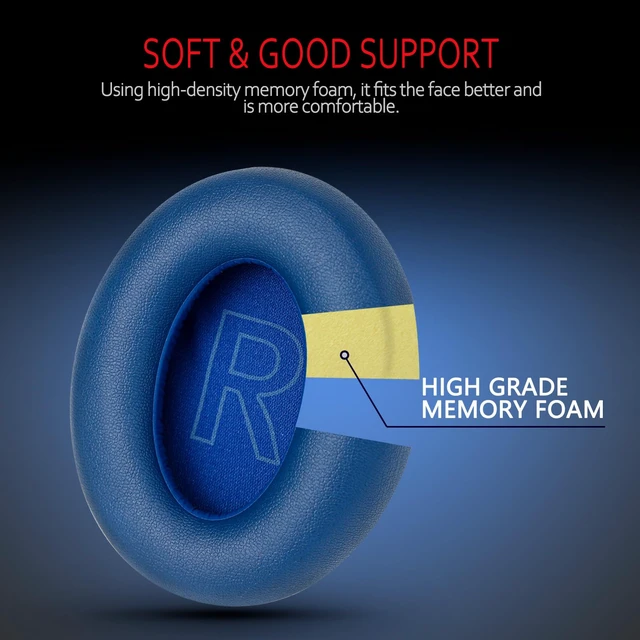 Alt view image 2 of 6 - Soundcore Replacement Ear Pads Fits Soundcore Life Q20 Replacement Ear Pads, Soft Memory Foam Soundcore Q20 Replacement Ear Pads for Anker Q20/Q20i/Q20BT Headphones Blue
