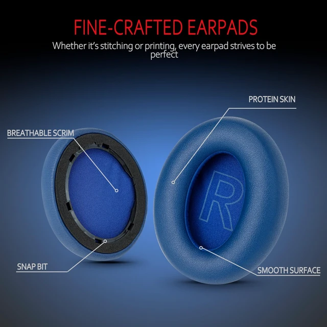 Alt view image 3 of 6 - Soundcore Replacement Ear Pads Fits Soundcore Life Q20 Replacement Ear Pads, Soft Memory Foam Soundcore Q20 Replacement Ear Pads for Anker Q20/Q20i/Q20BT Headphones Blue
