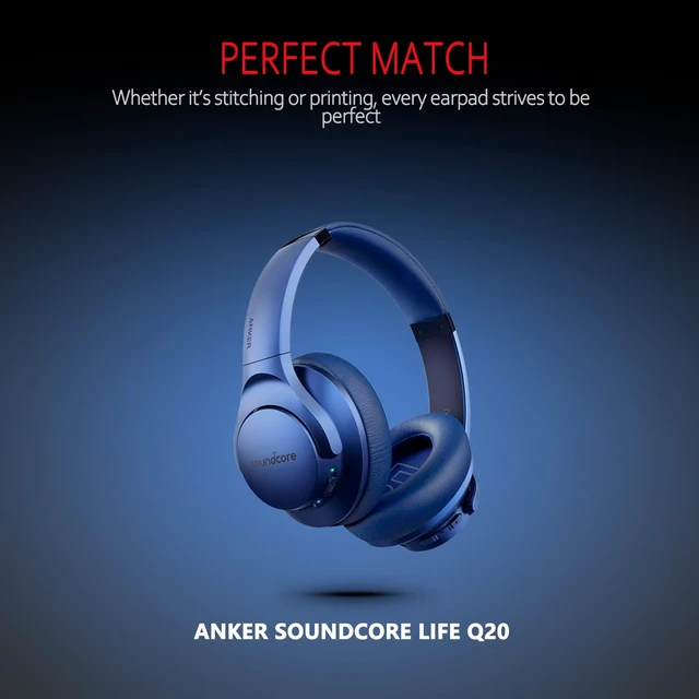 Alt view image 6 of 6 - Soundcore Replacement Ear Pads Fits Soundcore Life Q20 Replacement Ear Pads, Soft Memory Foam Soundcore Q20 Replacement Ear Pads for Anker Q20/Q20i/Q20BT Headphones Blue