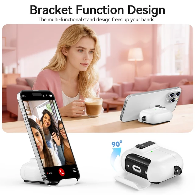 Alt view image 4 of 7 - for AirPods Pro 3 Case (2025) with Lock & Cute Keychain, White Case Cover for Apple AirPods Pro 3rd Generation with Phone Stand & Cleaning Kit for Women Girls, Compatible with MagSafe