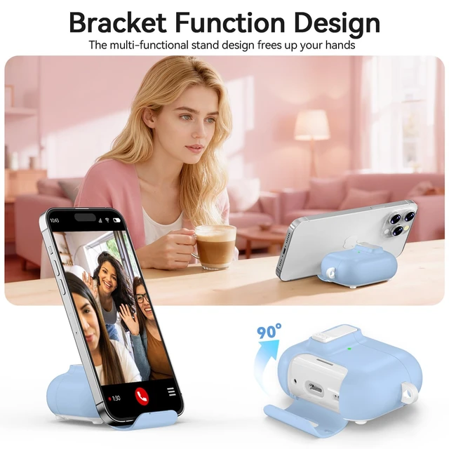Alt view image 4 of 7 - for AirPods Pro 3 Case (2025) with Lock & Cute Keychain, Sky Blue Case Cover for Apple AirPods Pro 3rd Generation with Phone Stand & Cleaning Kit for Women Girls, Compatible with MagSafe