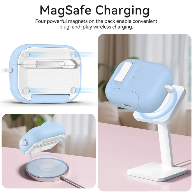 Alt view image 5 of 7 - for AirPods Pro 3 Case (2025) with Lock & Cute Keychain, Sky Blue Case Cover for Apple AirPods Pro 3rd Generation with Phone Stand & Cleaning Kit for Women Girls, Compatible with MagSafe