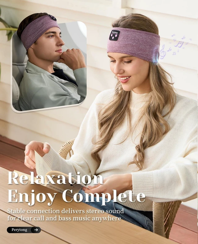 Alt view image 5 of 7 - Sleep Headphones Bluetooth 5.4 Headband, Sleeping Headphones for Side Sleepers, Over-Ear Headphones with Built-in Stereo Speakers, Soft Sports Headband Music Earphones for Workout Running Air