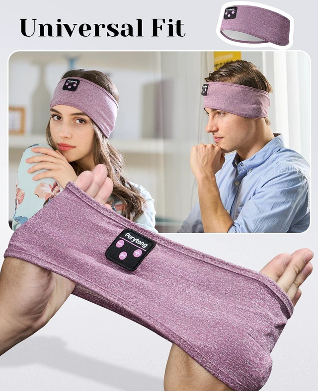 Alt view image 7 of 7 - Sleep Headphones Bluetooth 5.4 Headband, Sleeping Headphones for Side Sleepers, Over-Ear Headphones with Built-in Stereo Speakers, Soft Sports Headband Music Earphones for Workout Running Air