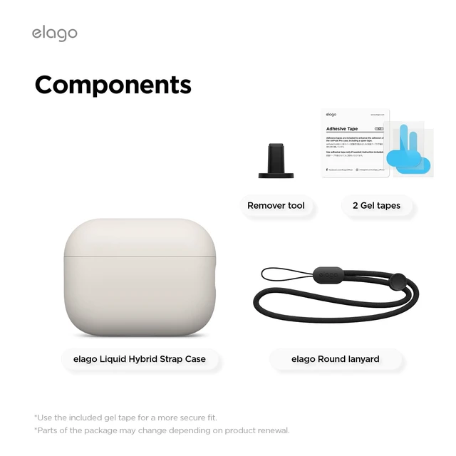 Alt view image 7 of 7 - Liquid Hybrid Case for AirPods Pro 3 Triple Layer Protection, Lanyard Included, Wireless Charging, Shock Resistant (Stone)