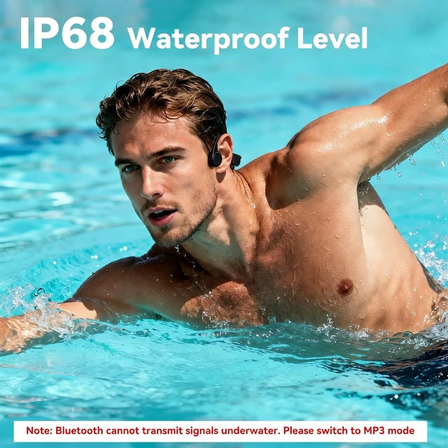 Alt view image 2 of 7 - Swimming Headphones, IPX8 Waterproof Bone Conduction Headphone Wireless Underwater Earbuds with 32GB Memory for Swimming, Cycling, Marathon