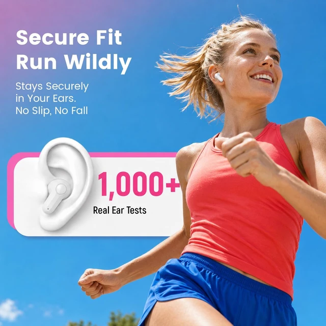 Alt view image 6 of 7 - Wireless Earbuds with Mini Handbag Case, 22H Playtime, Pearl White Bluetooth 5.3, 13mm drivers, touch controls and DIY stickers for music, calls, travel, everyday wear and gifting