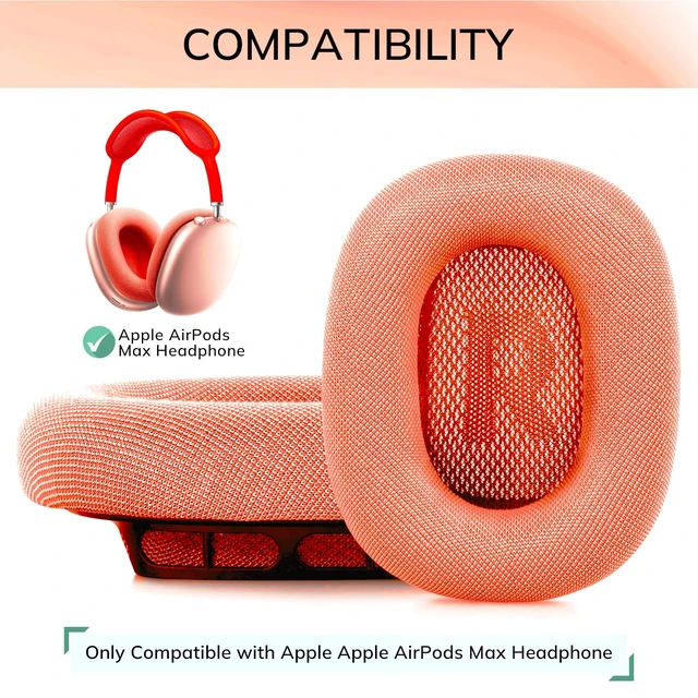 Alt view image 2 of 7 - Ear Cushions for AirPods Max 1 & 2 Headphone - Upgraded Mesh Earpads Replacement Compatible for AirPods Max 1 & 2 with Silicone Layer, Magnet, Memory Foam and Noise Isolation, Pink