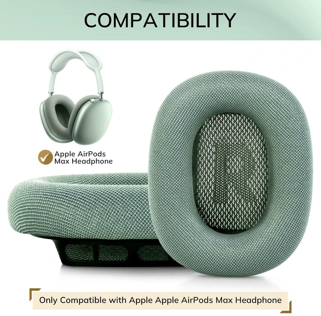 Alt view image 2 of 7 - Ear Cushions for AirPods Max 1 & 2 Headphone - Upgraded Mesh Earpads Replacement Compatible for AirPods Max 1 & 2 with Silicone Layer, Magnet, Memory Foam and Noise Isolation, Green