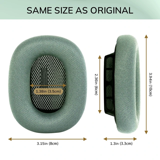 Alt view image 6 of 7 - Ear Cushions for AirPods Max 1 & 2 Headphone - Upgraded Mesh Earpads Replacement Compatible for AirPods Max 1 & 2 with Silicone Layer, Magnet, Memory Foam and Noise Isolation, Green