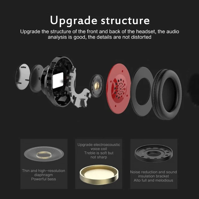 Alt view image 4 of 7 - LED Bluetooth Over Ear Headphones, Foldable Wireless Headset with Mic Red 40mm Driver, Wired & Wireless Dual Mode, Colorful Rhythm LED Lights, Lightweight Comfort Fit, for Adults Home Travel Gift