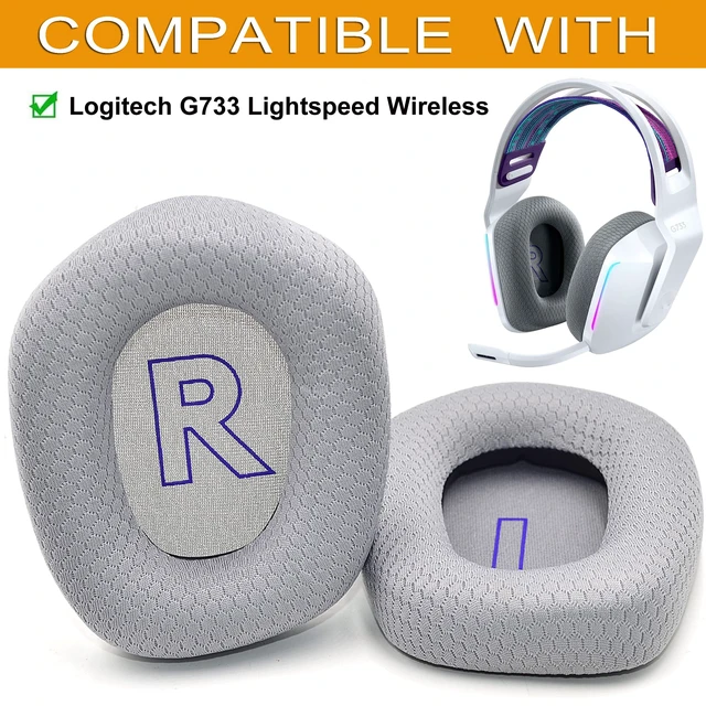 Alt view image 3 of 6 - Mesh Fabric Earpads for Logitech G733 G535 G335 Headphone-Gray Ear Pads with Durable Mesh Fabric for Logitech G733 Lightspeed Wireless Gaming Headset, Comfort Noise Isolation Foam