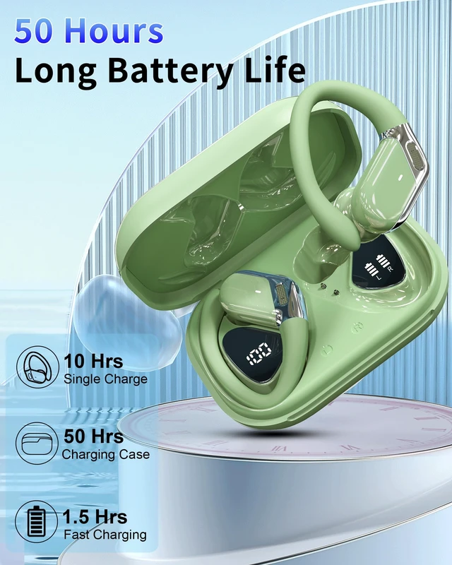 Alt view image 5 of 7 - Ear buds Wireless Earbuds, 2026 Bluetooth 5.4 headphones Sport 50 Hrs Noise Cancelling Running Headphones, Over Ear Earbuds with Ear Hooks, Bluetooth Earphones with IP7 Waterproof for Android/iOS