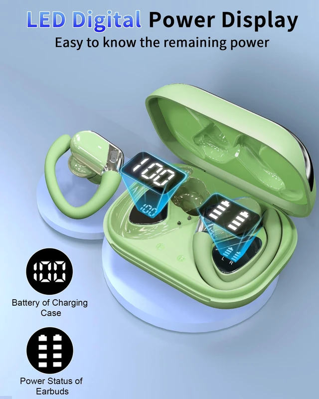 Alt view image 7 of 7 - Ear buds Wireless Earbuds, 2026 Bluetooth 5.4 headphones Sport 50 Hrs Noise Cancelling Running Headphones, Over Ear Earbuds with Ear Hooks, Bluetooth Earphones with IP7 Waterproof for Android/iOS
