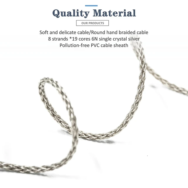 Alt view image 4 of 7 - 6N Single Crystal Silver 2.5mm/3.5mm/4.4mm Upgrade/Replacement Earphone Cable for Sennheiser IE200 IE300 IE600 IE900 (3.5mm Plug)