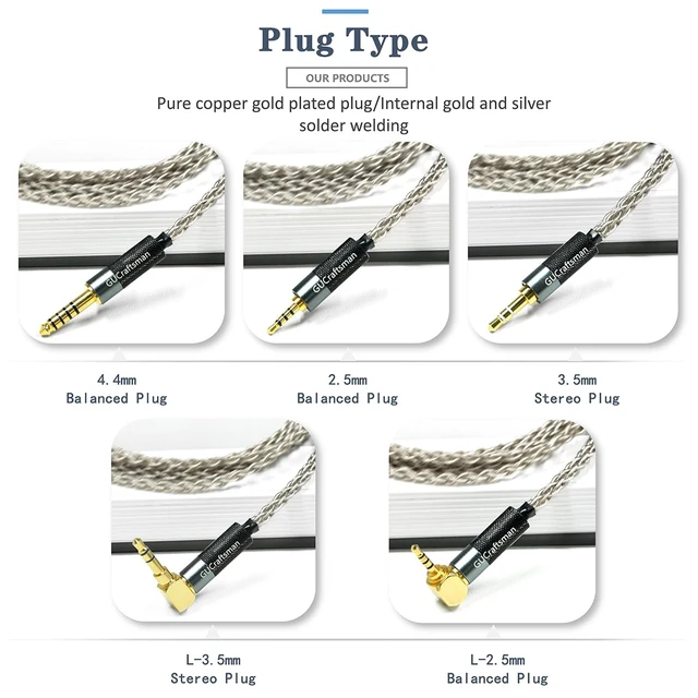 Alt view image 6 of 7 - 6N Single Crystal Silver 2.5mm/3.5mm/4.4mm Upgrade/Replacement Earphone Cable for Sennheiser IE200 IE300 IE600 IE900 (3.5mm Plug)
