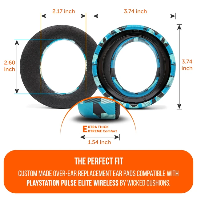 Alt view image 5 of 7 - Freeze Pulse Elite - Cooling Gel Earpads for PS5 Pulse Elite Made by Wicked Cushions Thicker Cushion & Wider Opening Cyan Prism