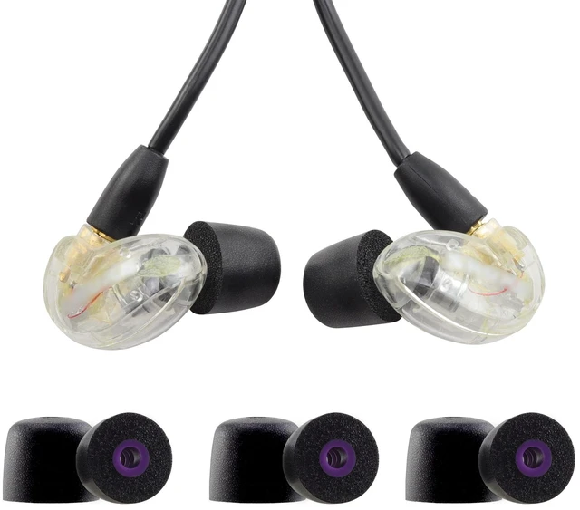 Main image of Replacement Memory Foam Ear Tips for Shure SE215 PRO SE215, M Compatible with Shure SE112 SE315 SE425 SE535 SE846 Aonic4 Aonic5 Earphones, Ultimate Comfort, 3 Pairs (Black)