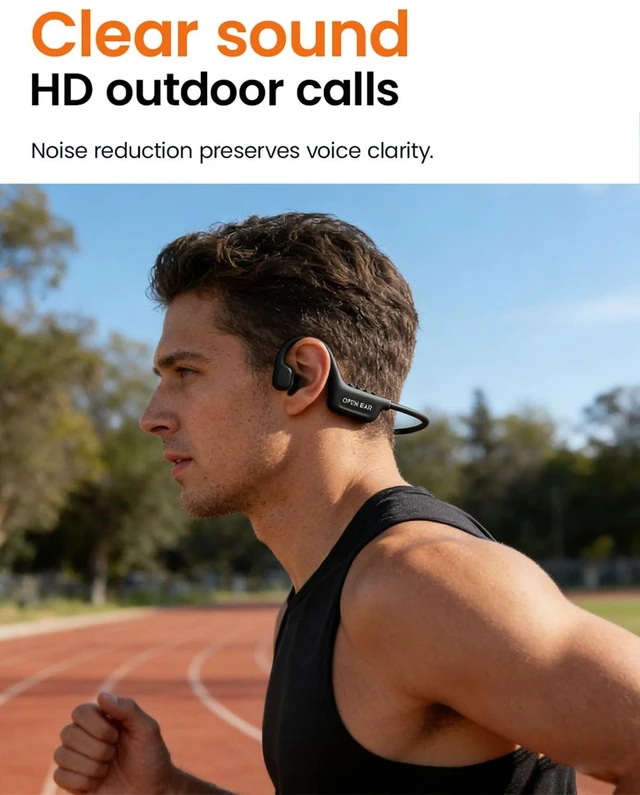 Alt view image 3 of 7 - Open Ear Wireless Headphones, IPX7 Waterproof Bluetooth 6.0 Open Ear Duet Headphone with Mic Button Control, Skin-Friendly Comfortable Fit, Sport Earbuds for Jogging Running Cycling Hiking Reading