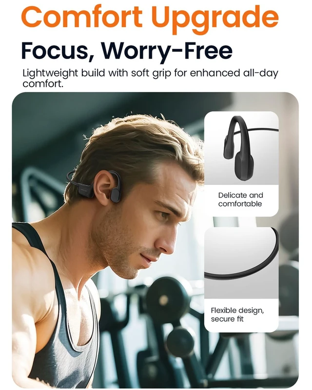 Alt view image 4 of 7 - Open Ear Wireless Headphones, IPX7 Waterproof Bluetooth 6.0 Open Ear Duet Headphone with Mic Button Control, Skin-Friendly Comfortable Fit, Sport Earbuds for Jogging Running Cycling Hiking Reading